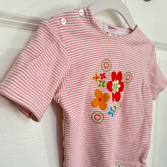 Zutano Striped Floral Tshirt 12-18m - Picture 3 of 3